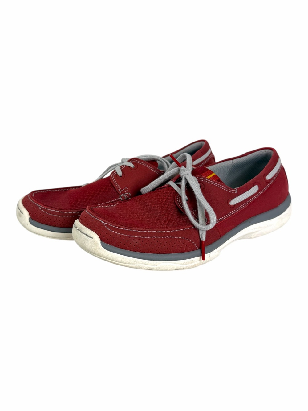 Clarks Shoes Red Cloudsteppers Marus Edge Boat Loafers Lace Up Mens Size 9